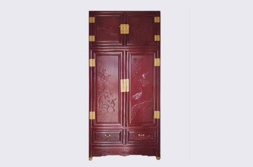 鹰手营子矿高端中式家居装修深红色纯实木衣柜